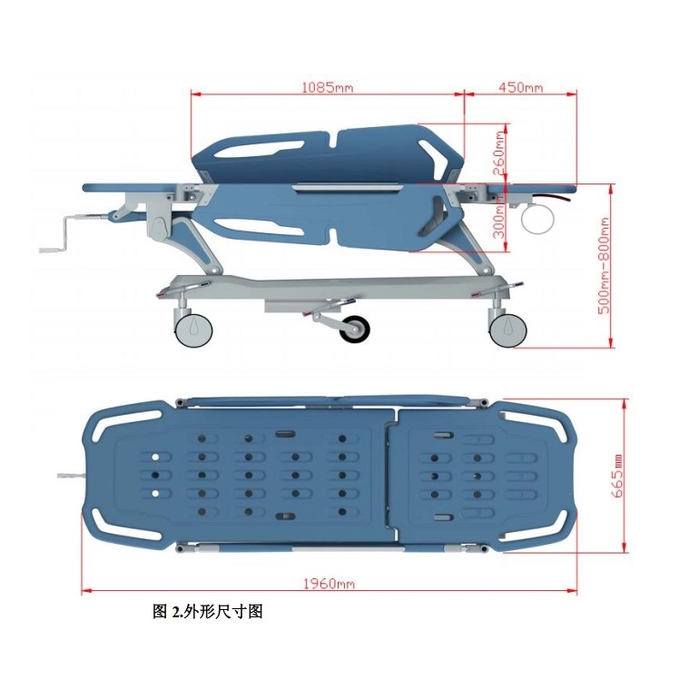 可旋转护栏病人担架车插图2 可旋转护栏病人担架车插图2